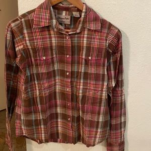 Wrangler Wrancher Long Sleeve Western Snap Button Size S